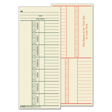 TOPS™ Time Clock Cards, Replacement For K14-15, Two Sides, 3.38 X 8.25, 500-box freeshipping - TVN Wholesale